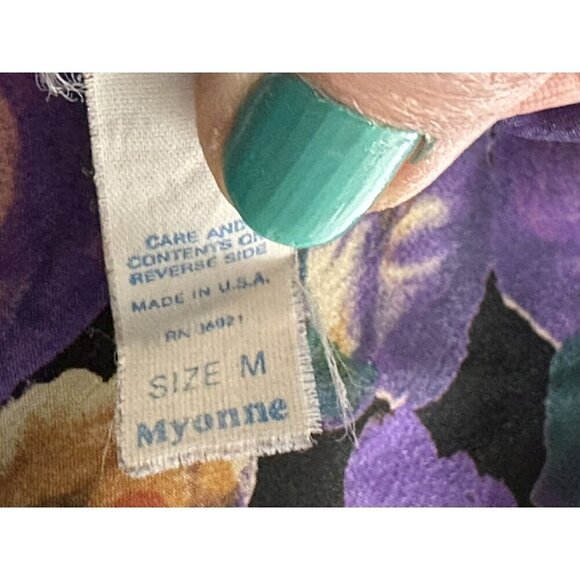 Vintage Myonne Lingerie Dark Floral Lace High Cut Silky Teddy Romper Medium Y2K - Picture 9 of 10